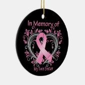 In Erinnerung an mein zweiköpfiges Brustkrebsherz Keramik Ornament (Rechts)