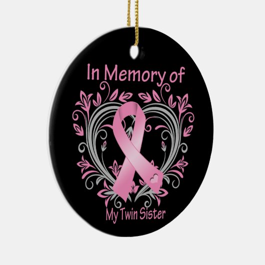 In Erinnerung an mein zweiköpfiges Brustkrebsherz Keramik Ornament (Rechts)