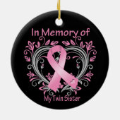 In Erinnerung an mein zweiköpfiges Brustkrebsherz Keramik Ornament (Hinten)