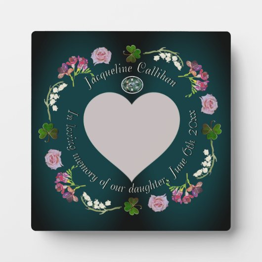 "In Erinnerung" Foto Gewohntes Herz Fotoplatte (Vorderseite)