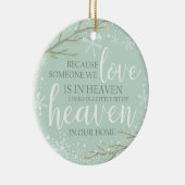 In Erinnerung Liebe Himmel blauer Schnee Winterbäu Keramik Ornament (Rechts)