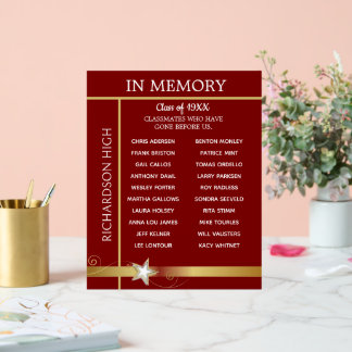 In Erinnerung. Tributtafel für den Klassentreffen Acrylschild