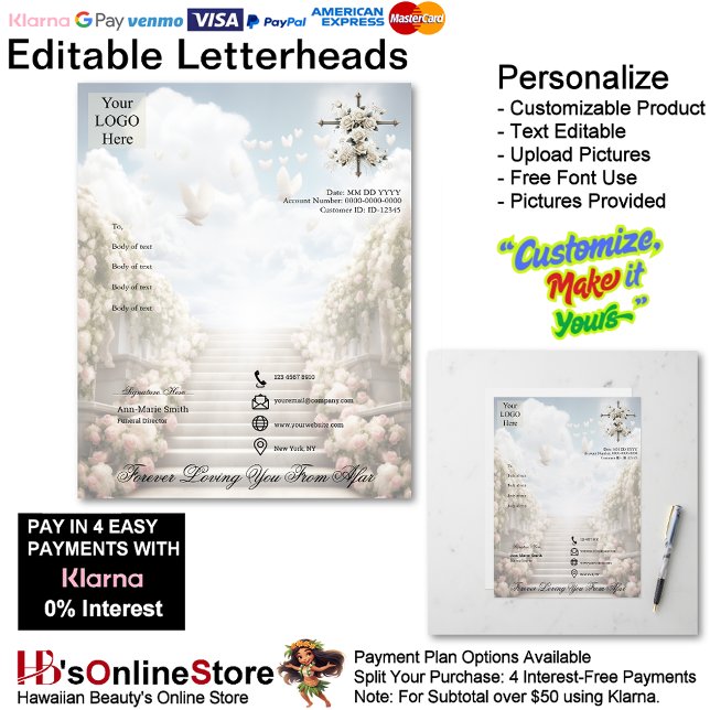 In ewiger Liebe aus der Ferne | Stairway Memorial Briefbogen (Forever Loving You From Afar | Stairway Memorial L Letterhead.)