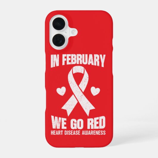 In February We Go Red for Heart Disease Awareness iPhone 16 Hülle (Rückseite)