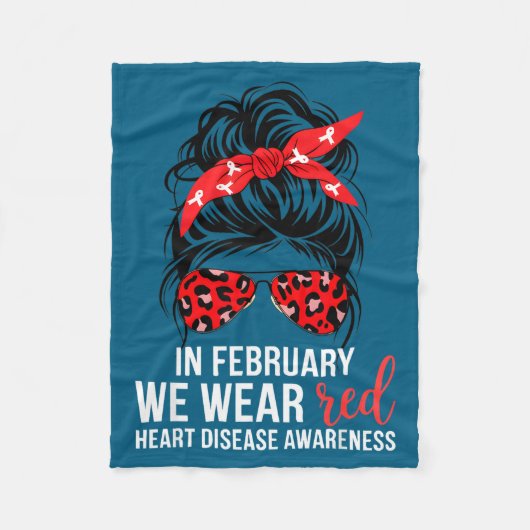 In February We Wear Red Chd Heart Disease Awarenes Fleecedecke (Vorderseite)