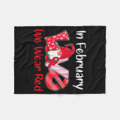 In February We Wear Red Love Gnomes Heart Disease  Fleecedecke (Vorderseite (Horizontal))