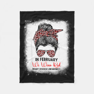 In February We Wear Red Messy Bun Heart Disease Aw Fleecedecke