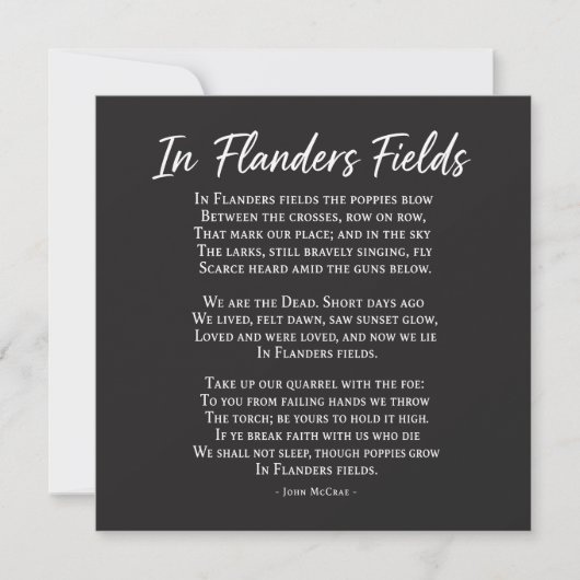 In Flanders Fields Gedicht Gedenktag Karte (Vorderseite)