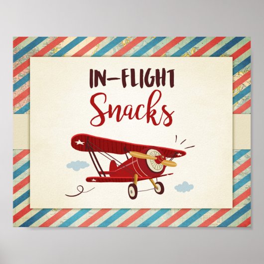 In Flugsnacks Sign Airplane Food Table Snack Poster (Vorne)
