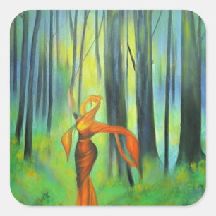  in forest dancing p quadratischer aufkleber