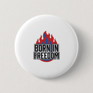 In Freiheit Geborenes Flammen-Vintage-Gravur-Shirt Button