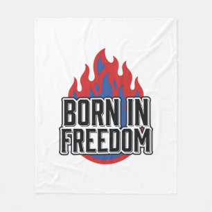In Freiheit Geborenes Flammen-Vintage-Gravur-Shirt Fleecedecke