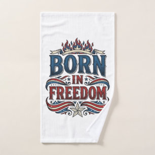 In Freiheit geborenes patriotisches Vintage-Vector Handtuch