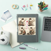 "In Full Bloom" Japanese Cat in Kimono Art Aufkleber (iPad Hülle)