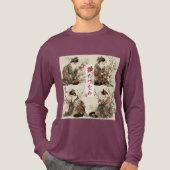 "In Full Bloom" Japanese Cat in Kimono Art Tri-Blend Shirt (Vorderseite)