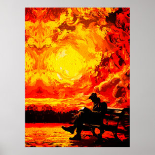 In Gedanken verloren – Surrealer Sonnenuntergangsr Poster