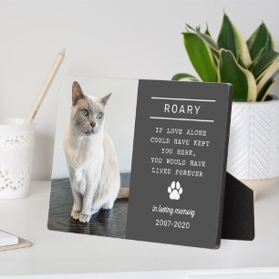 In Gedenken an die Katze Personalisiertes Foto-Mem Fotoplatte