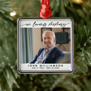 In Gedenken Einfache Schrift Tribute Foto Ornament Aus Metall