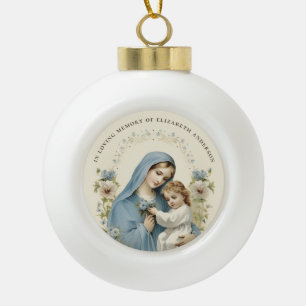 In Gedenken Madonna- und Kind-Gedenk- Keramik Kugel-Ornament