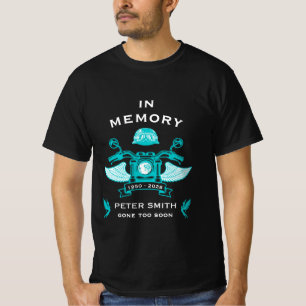 In Gedenken schwarzer Motorradfahrer Biker Beerdig T-Shirt