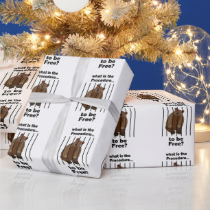 In Gefangenschaft befindlicher Bär bittet um Freih Geschenkpapier