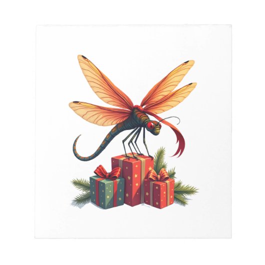 In Geschenkpapier eingewickelte Libelle Notizblock (Vorderseite)