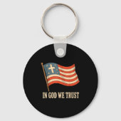 In God We Trust American Flag Cross Faith 4th Of J Schlüsselanhänger (Vorderseite)