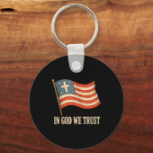 In God We Trust Amerikanische Flagge Kreuz Glaube Schlüsselanhänger (Vorderseite)