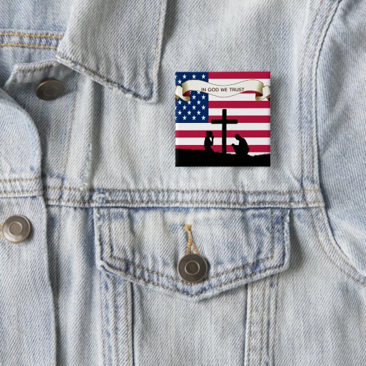 In God We Trust Prag USA Flag Button Button (Beispiel)