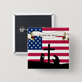 In God We Trust Prag USA Flag Button Button (Vorne & Hinten)