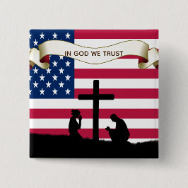 In God We Trust Prag USA Flag Button Button