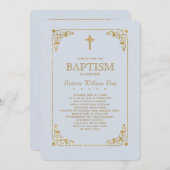 In Gold Blue getrimmt religiöse Einladung (Vorne/Hinten)