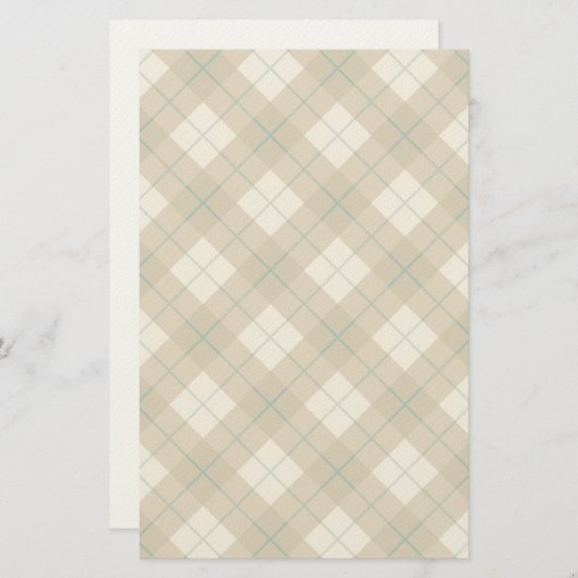 In Gold Karierte Bias mit grünem Streifen Briefpapier (Vorne/Hinten)