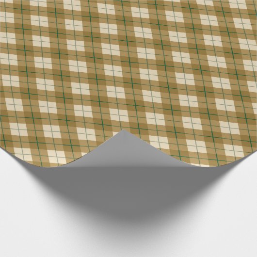 In Gold Karierte Bias mit grünem Streifen Geschenkpapier (Ecke)