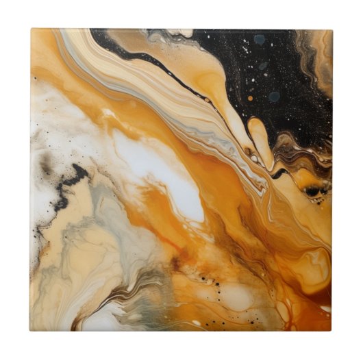 in Gold und Schwarz abstrakt Fliese (Vorderseite)