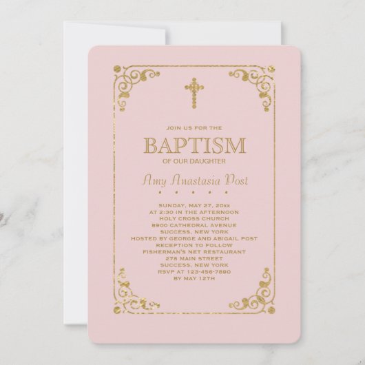 In goldrosa gekleidet, religiöse Einladung (Vorderseite)