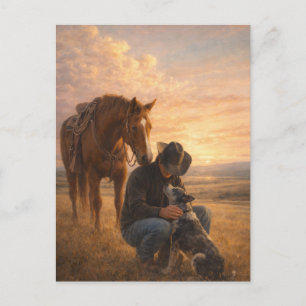 In Good Company   Cowboy Horse Dog   Postkarte
