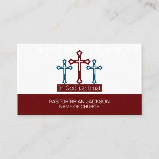 In Gott vertrauen wir, Crucifix, Christentum, reli Visitenkarte (Vorderseite)