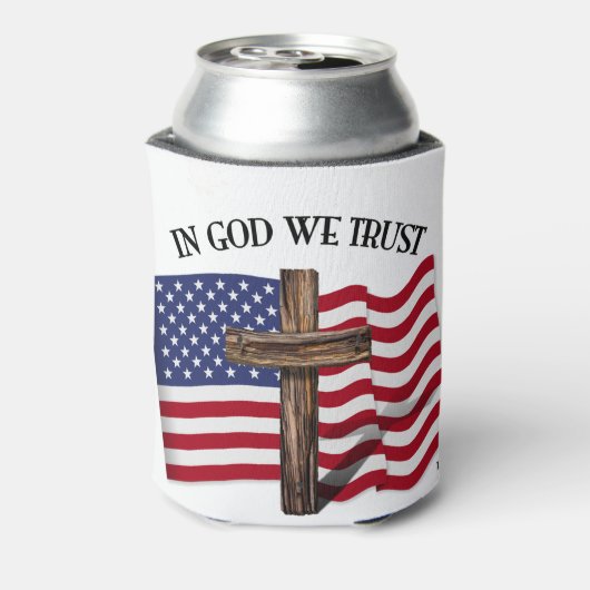 In Gott vertrauen wir dem widerspenstigen Kreuz un Dosenkühler (Kanne Rückseite)