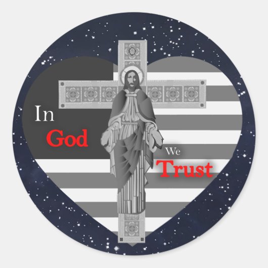 In Gott vertrauen wir Runder Aufkleber (Vorderseite)