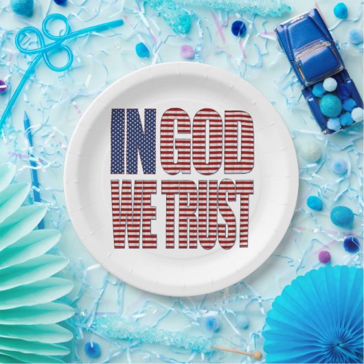 In Gott vertrauen wir US Flagge Christlichen Text Pappteller (Party)