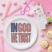 In Gott vertrauen wir US Flagge Christlichen Text Pappteller (Party)