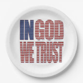 In Gott vertrauen wir US Flagge Christlichen Text Pappteller (Vorderseite)