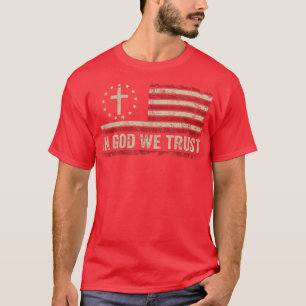 In Gott vertrauen wir Vintage American Flag Cross T-Shirt