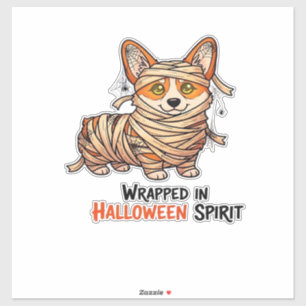 In Halloween-Geist eingehüllt � Mumien-Corgi mit S Aufkleber