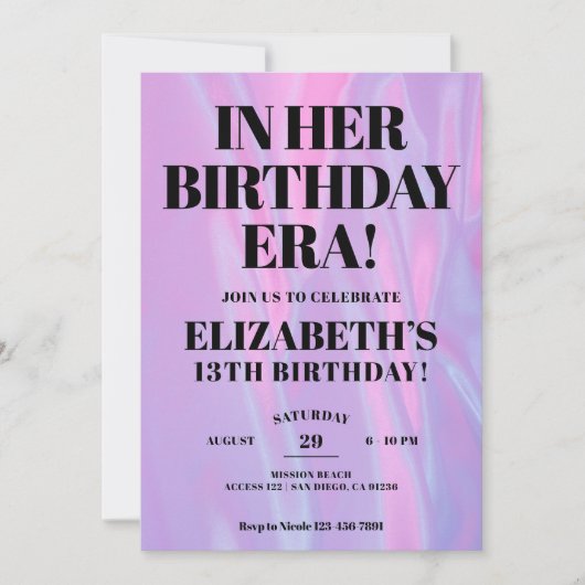 In Her Birthday Era Any Age Eras Birthday Party Einladung (Vorderseite)