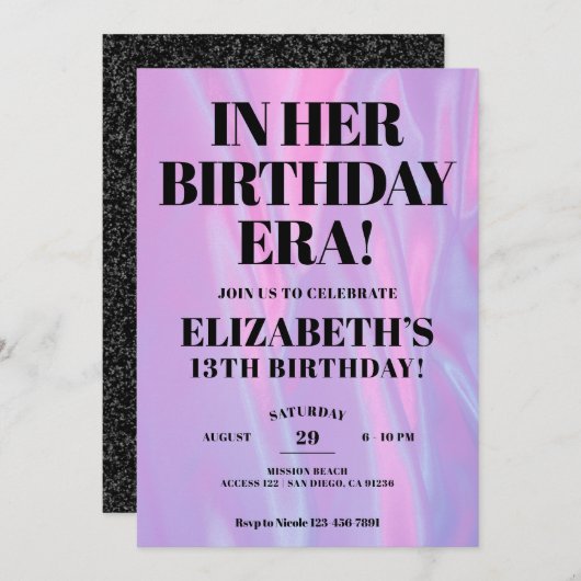 In Her Birthday Era Any Age Eras Birthday Party Einladung (Vorne/Hinten)