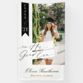 In Her Grad Era Elegant Photo Graduation Party Banner (Vertikal)
