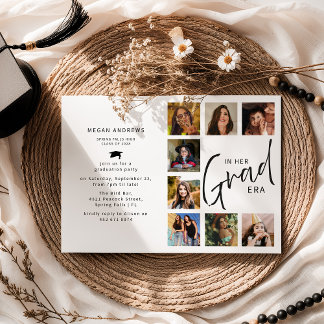 In Her Grad Era Photo Collage Graduation Einladung