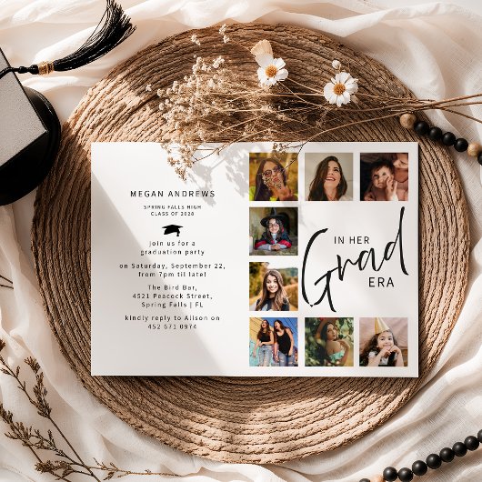 In Her Grad Era Photo Collage Graduation Einladung